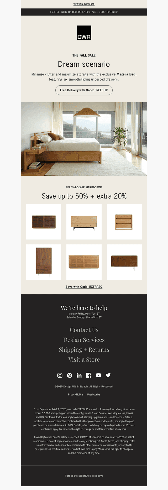 Two more days: Free delivery on orders $2,000+