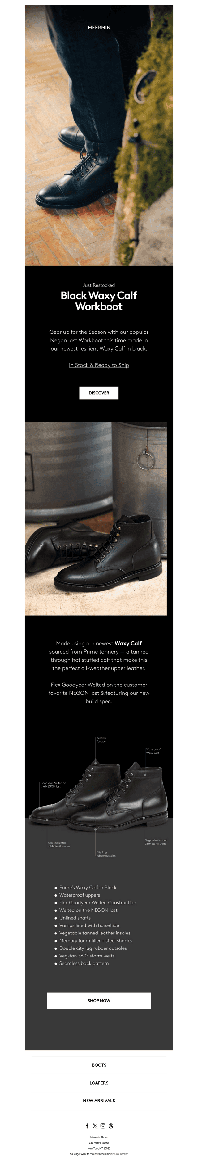 Just Restocked: Black Waxy Calf Workboot