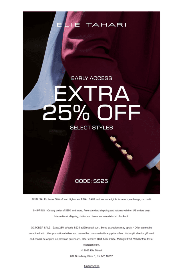 VIP Access to Extra 25% Off