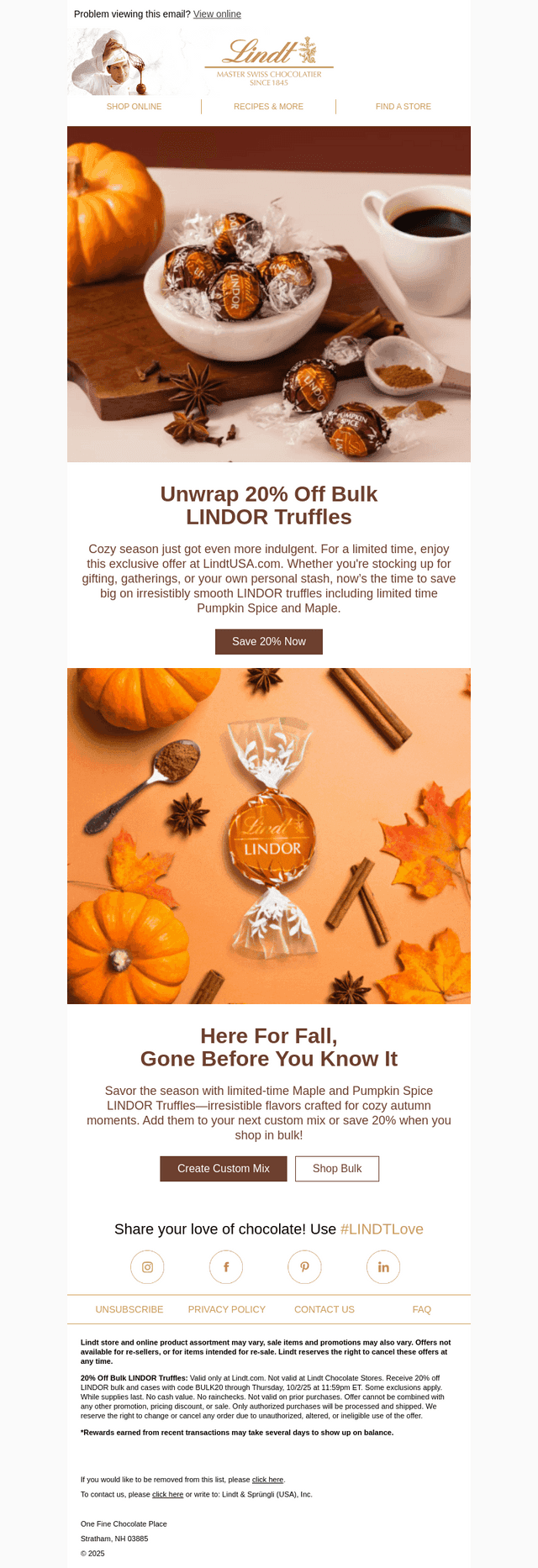 📣 20% Off Bulk LINDOR Truffles Is BACK