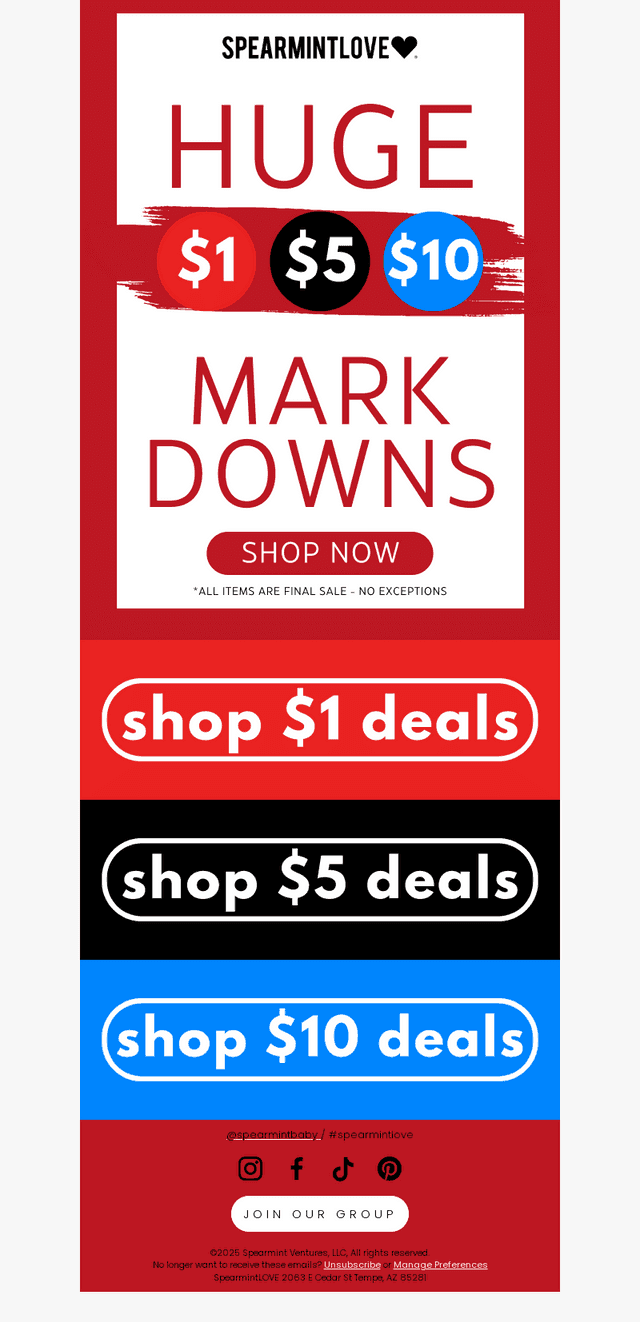 HUGE Markdowns: $1, $5 & $10 Clearance