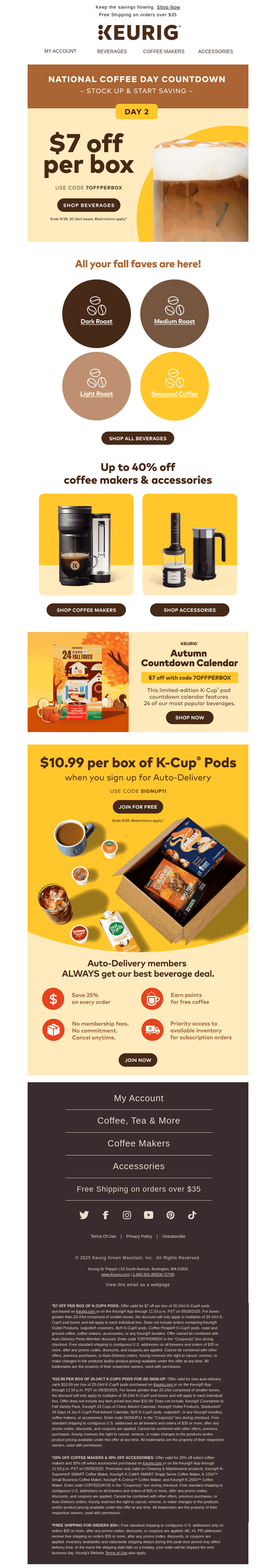Keurig email from Sat, Sep 27, 2025