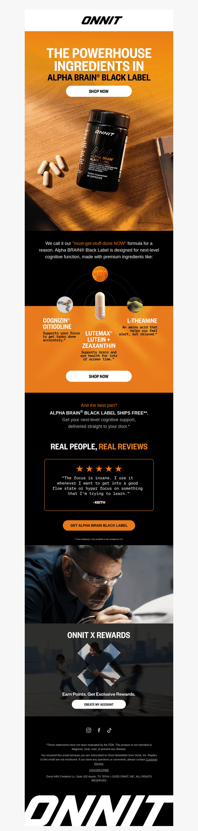 Your Alpha BRAIN Black Label ships FREE!
