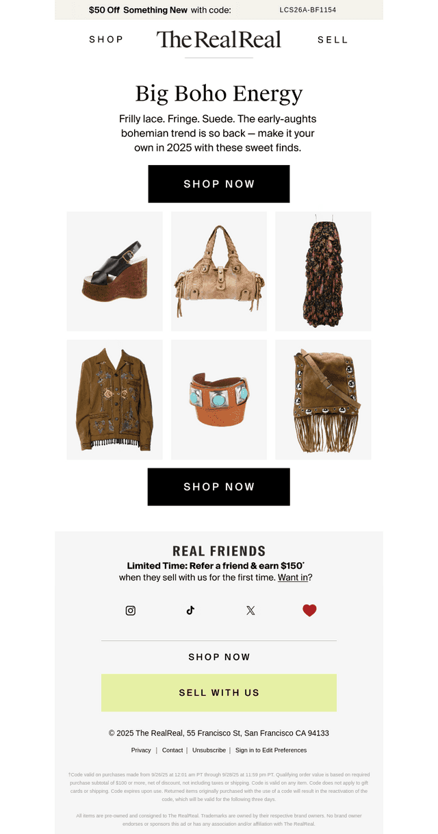 Frilly lace. Fringe. Suede.