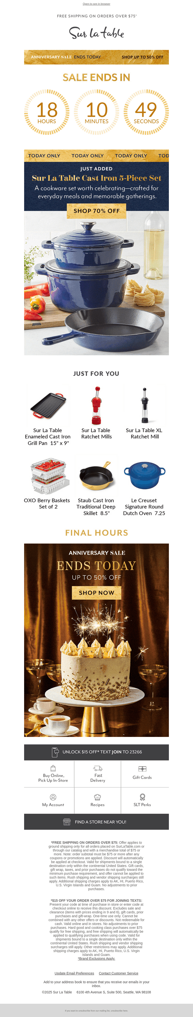 Sur La Table email from Mon, Sep 29, 2025