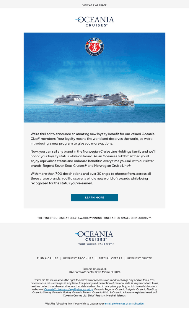Oceania Cruises email from Mon, Sep 29, 2025