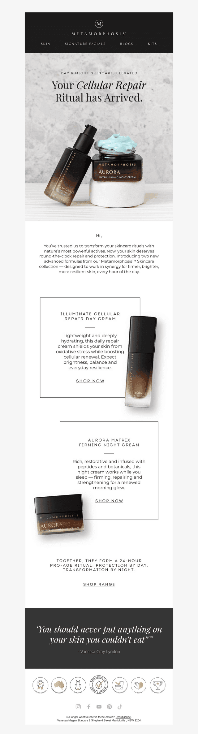 Vanessa Megan Skincare email from Mon, Sep 29, 2025