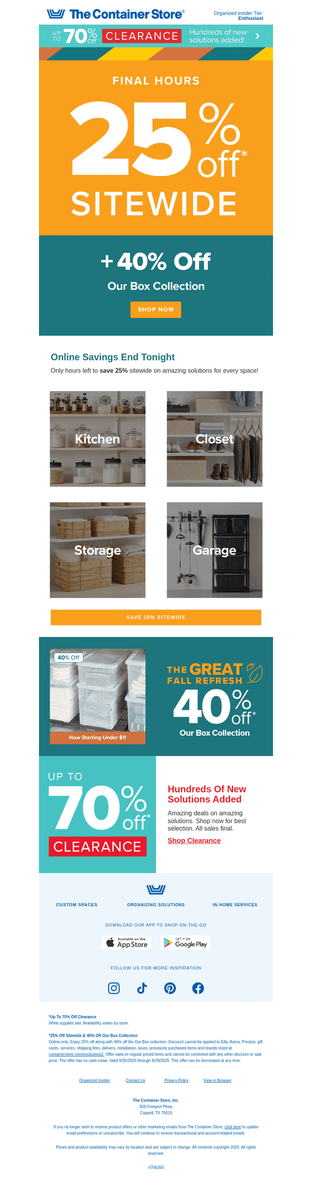 The Container Store email from Mon, Sep 29, 2025