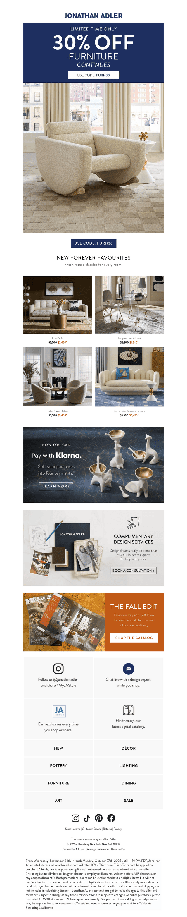 30% OFF NEW FURNITURE STYLES