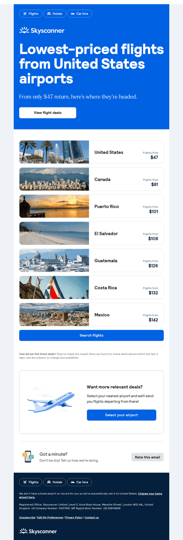 Cheap flights to trending countries