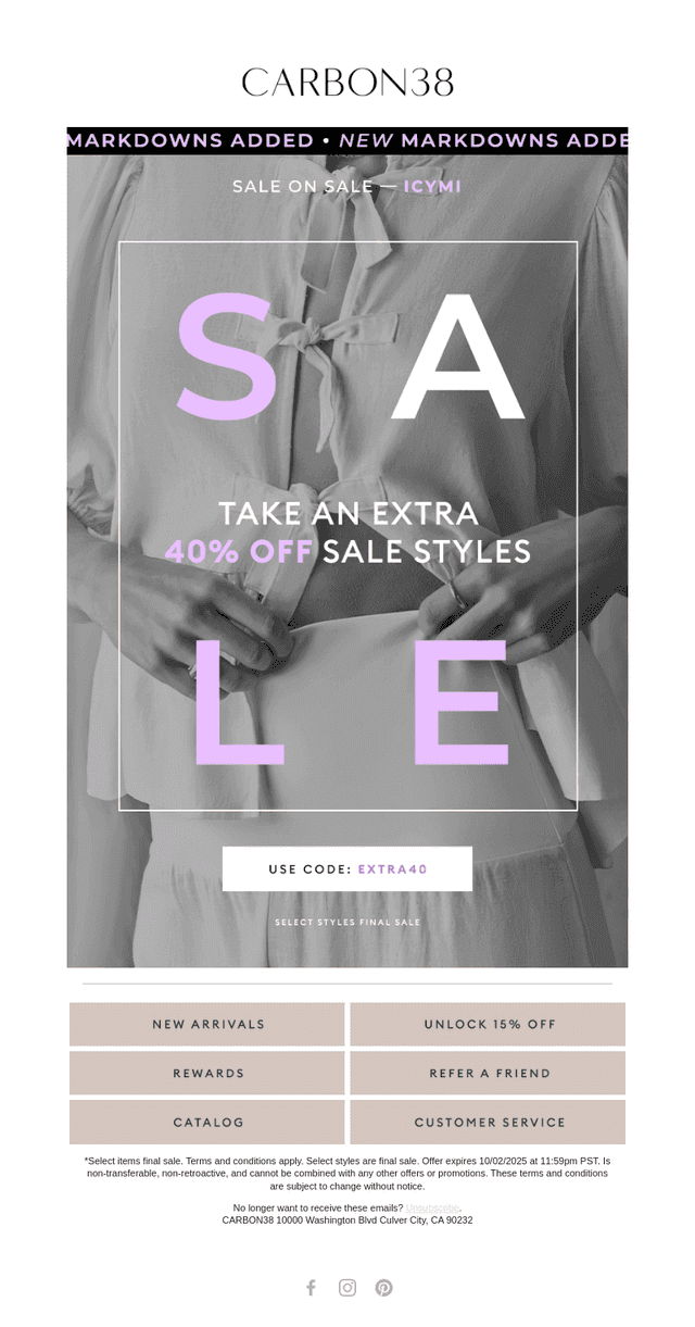 Still Going: Extra 40% off Sale