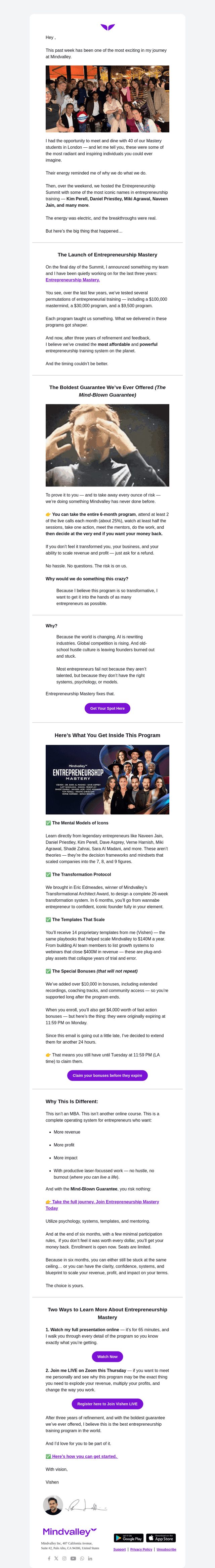Mindvalley email from Tue, Sep 30, 2025