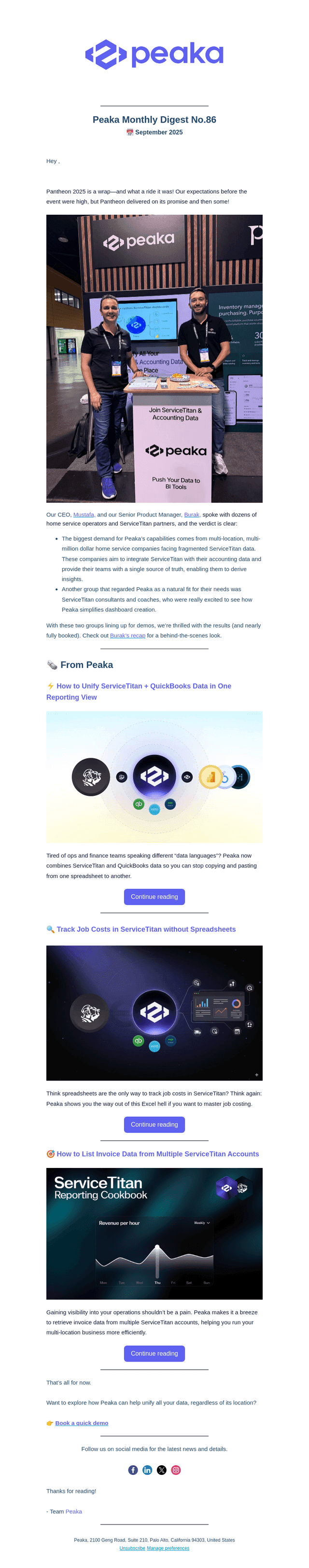Peaka email from Tue, Sep 30, 2025