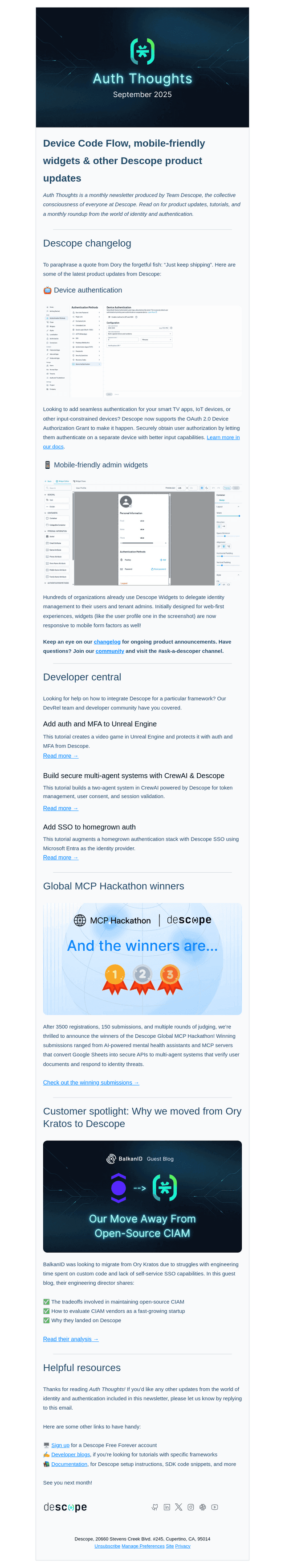 Descope email from Tue, Sep 30, 2025