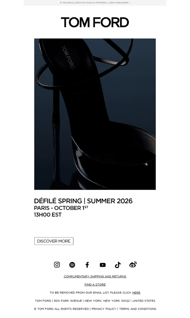 SAVE THE DATE: TOM FORD SPRING | SUMMER 2026