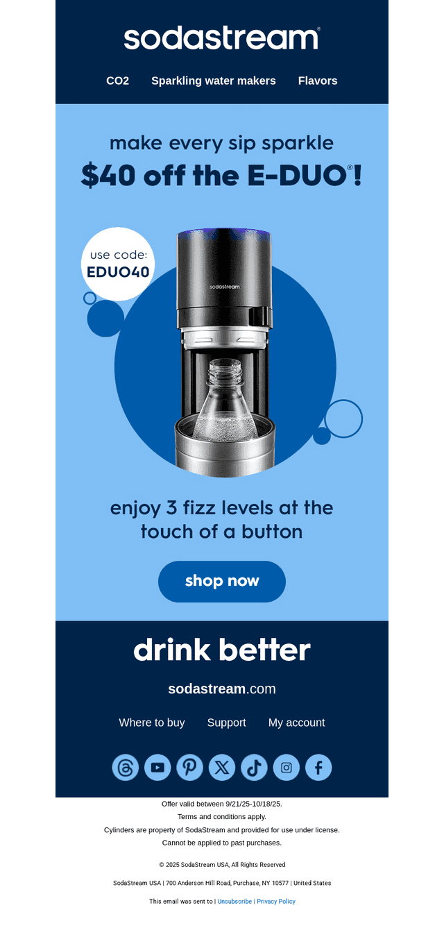Fizz Smarter – Enjoy $40 Off Your E-Duo