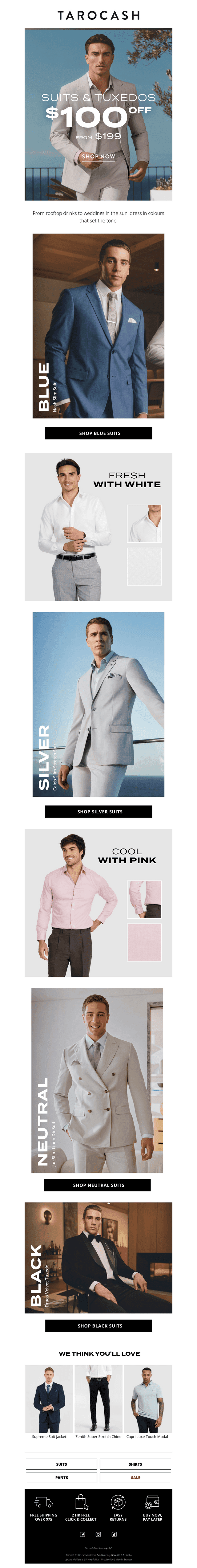 Your New Suit? $100 Off*