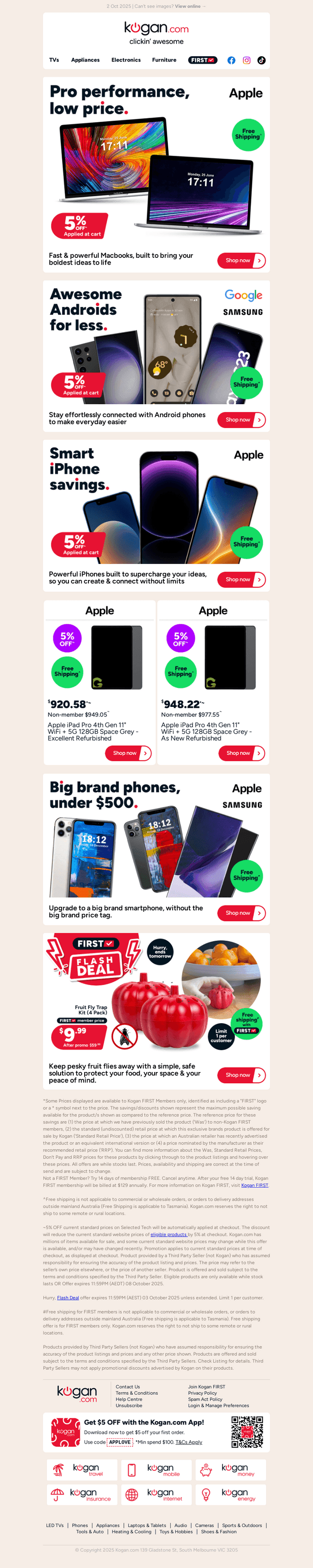 Kogan.com email from Thu, Oct 2, 2025