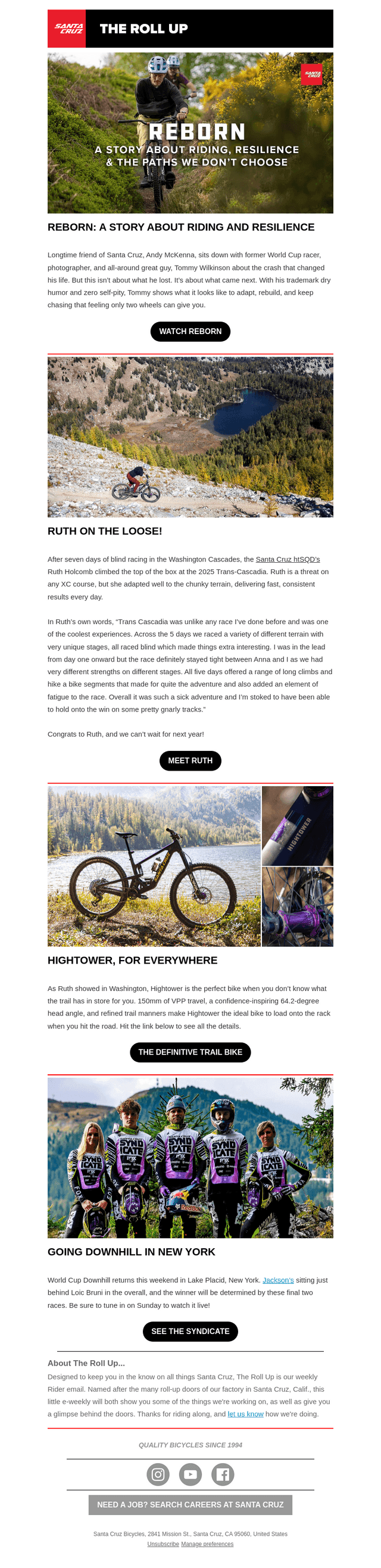 Santa Cruz Bicycles email from Thu, Oct 2, 2025