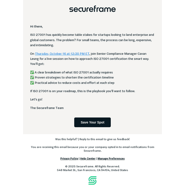Upcoming Webinar: Cut months off your ISO 27001 certification