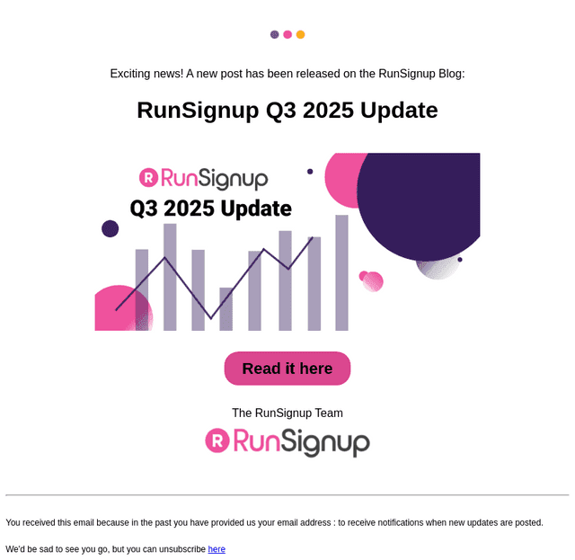 New Post! - RunSignup Q3 2025 Update