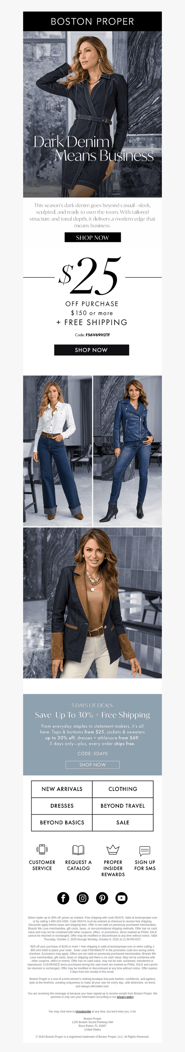 Dark denim means business