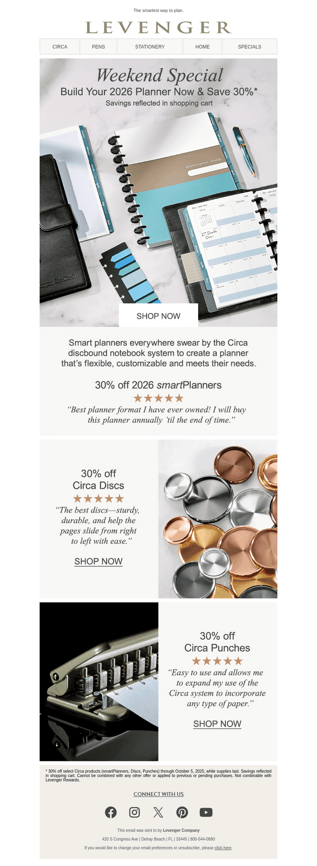 30% off Circa smartPlanners, Punches & Discs.