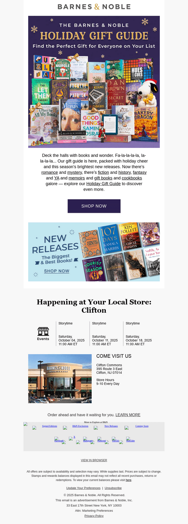 Barnes & Noble email from Fri, Oct 3, 2025