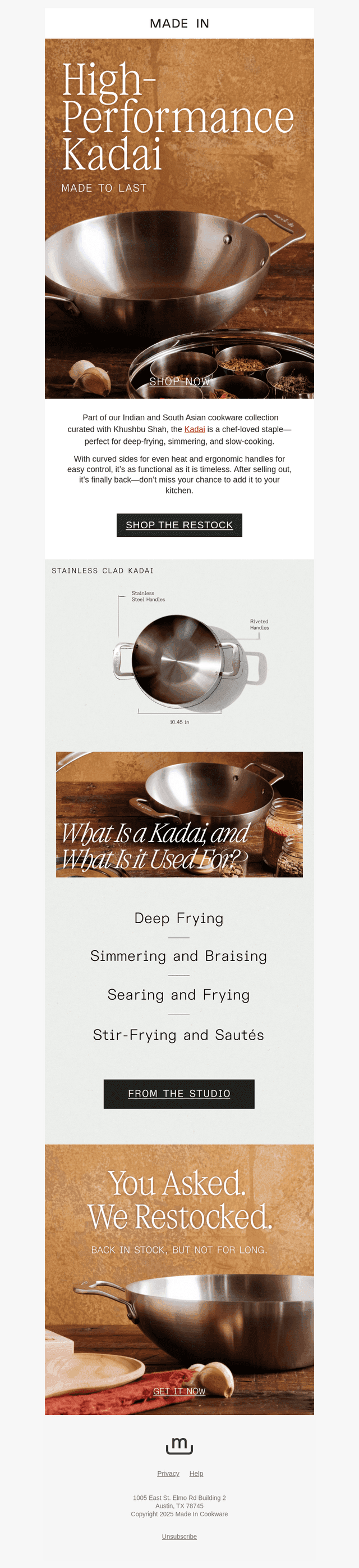 Our Kadai Is Back in Stock
