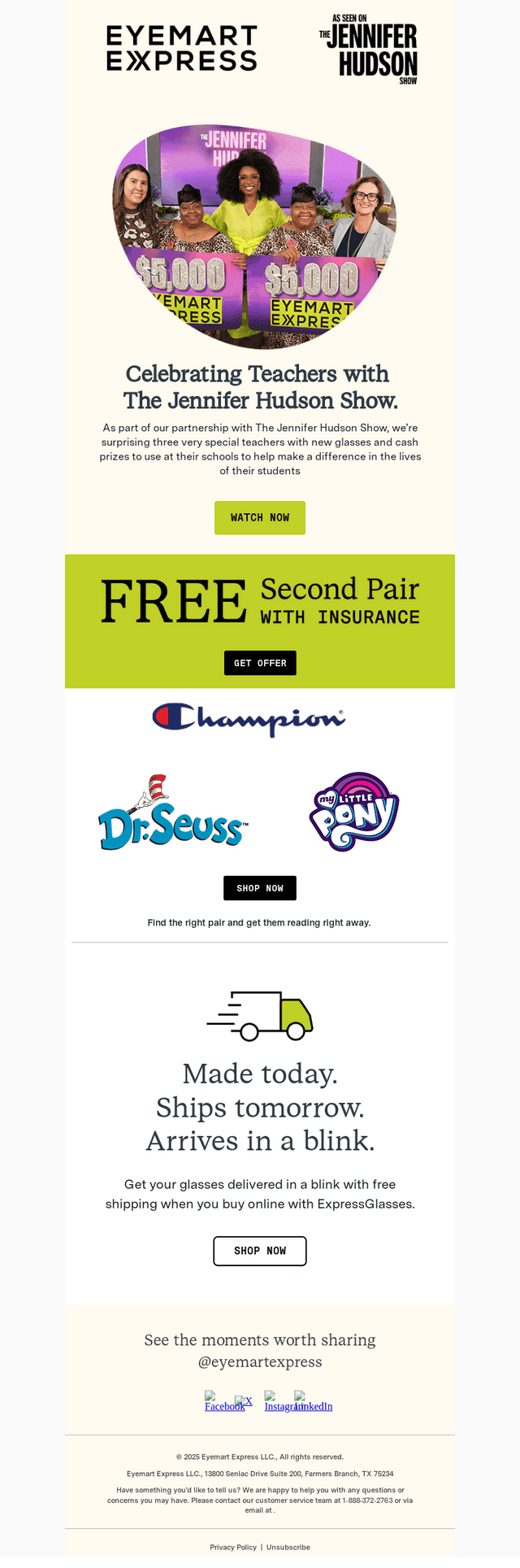Eyemart Express email from Fri, Oct 3, 2025