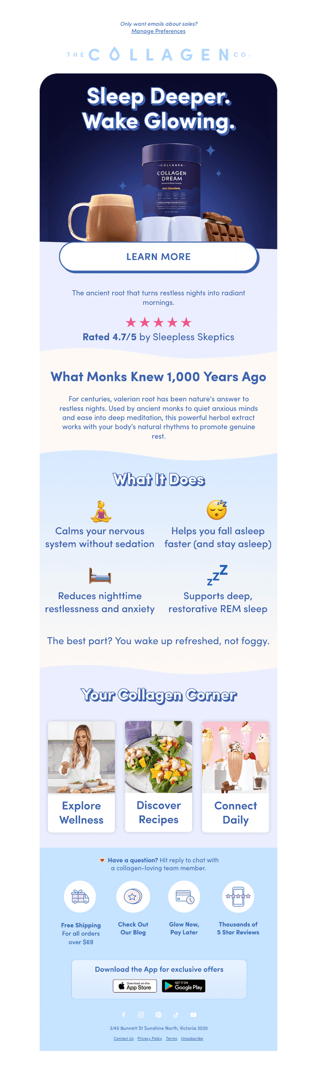 Sleep Deeper. Wake Glowing.