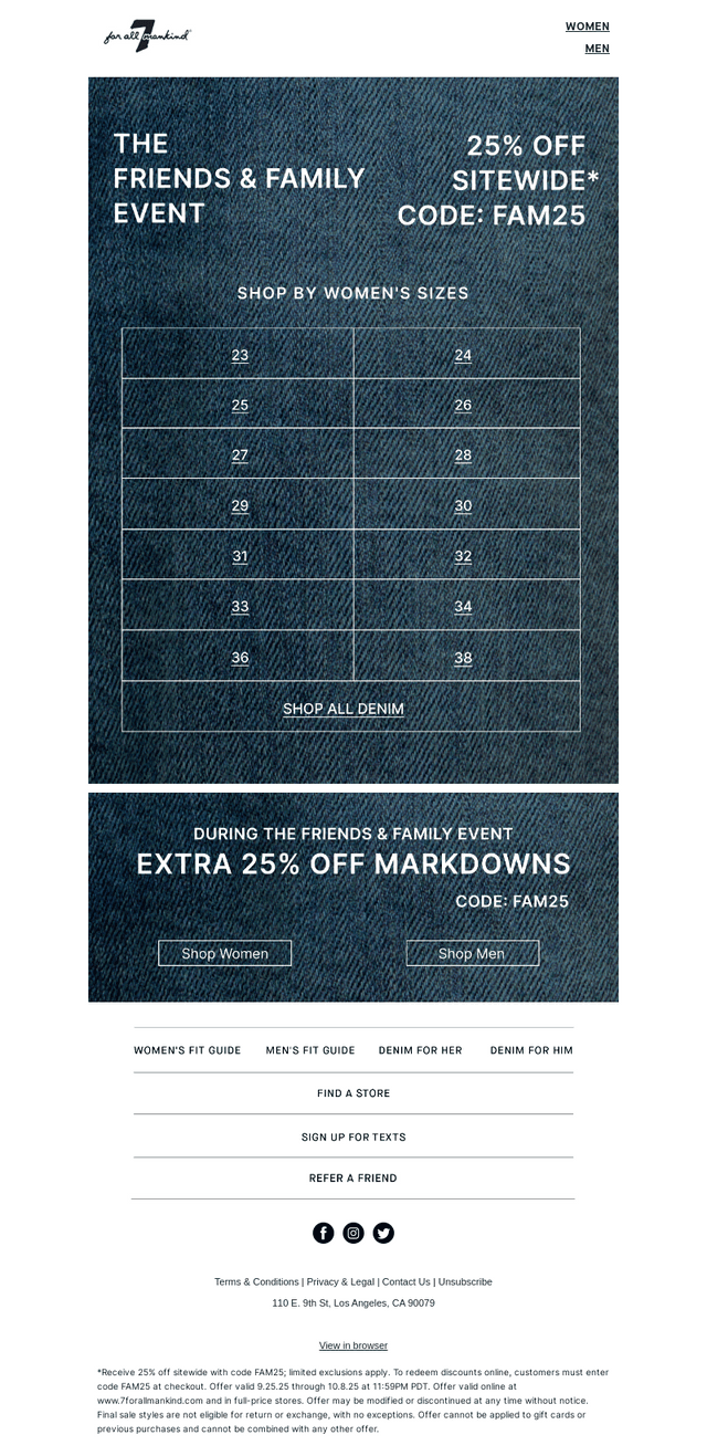 All Sizes. 25% Off.