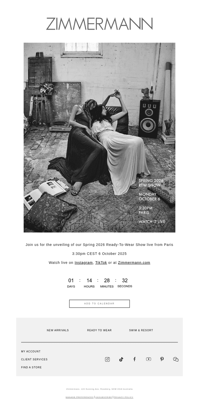 Save The Date: Zimmermann Spring 2026 Show