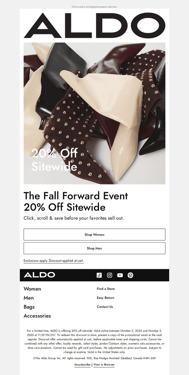 Last day: 20% off sitewide