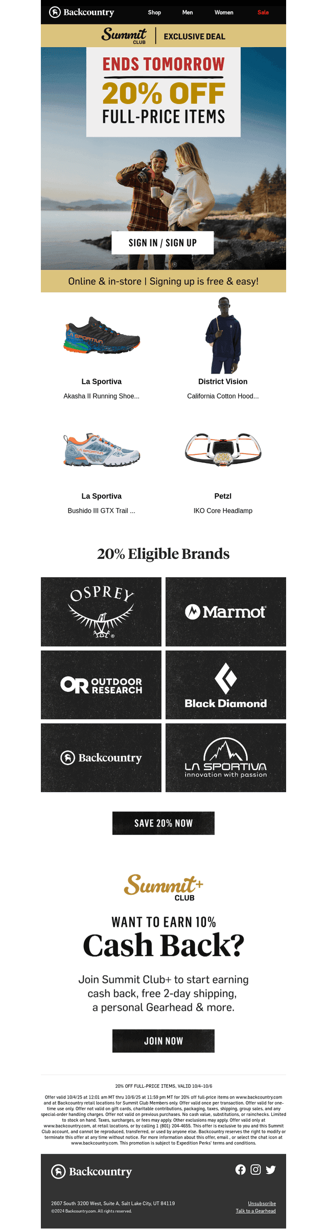 20% off full-price items ends tomorrow