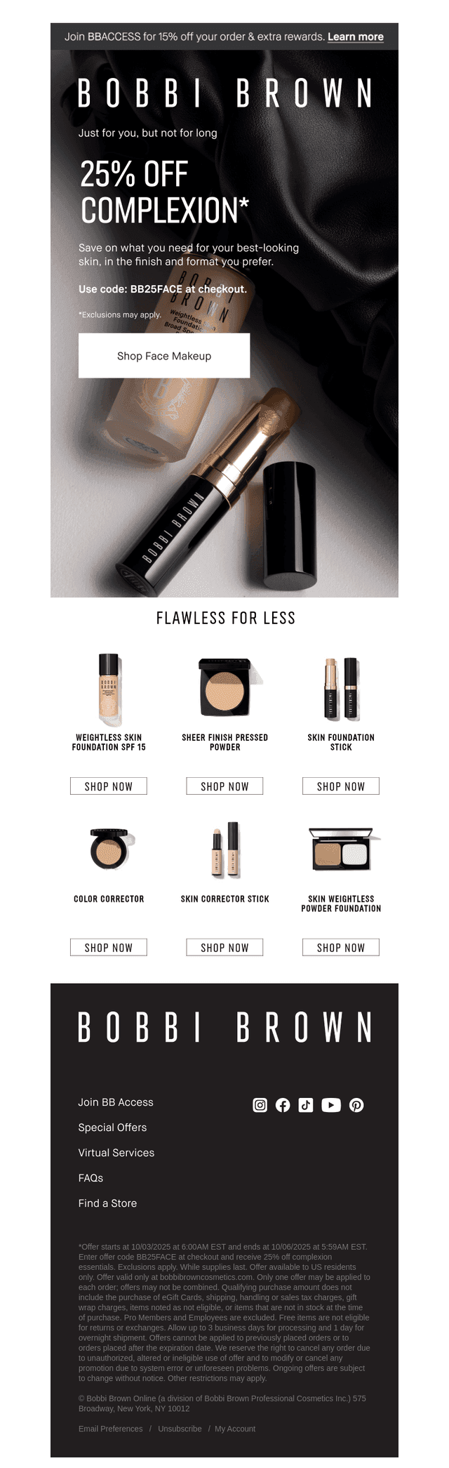 Final hours: 25% off complexion products