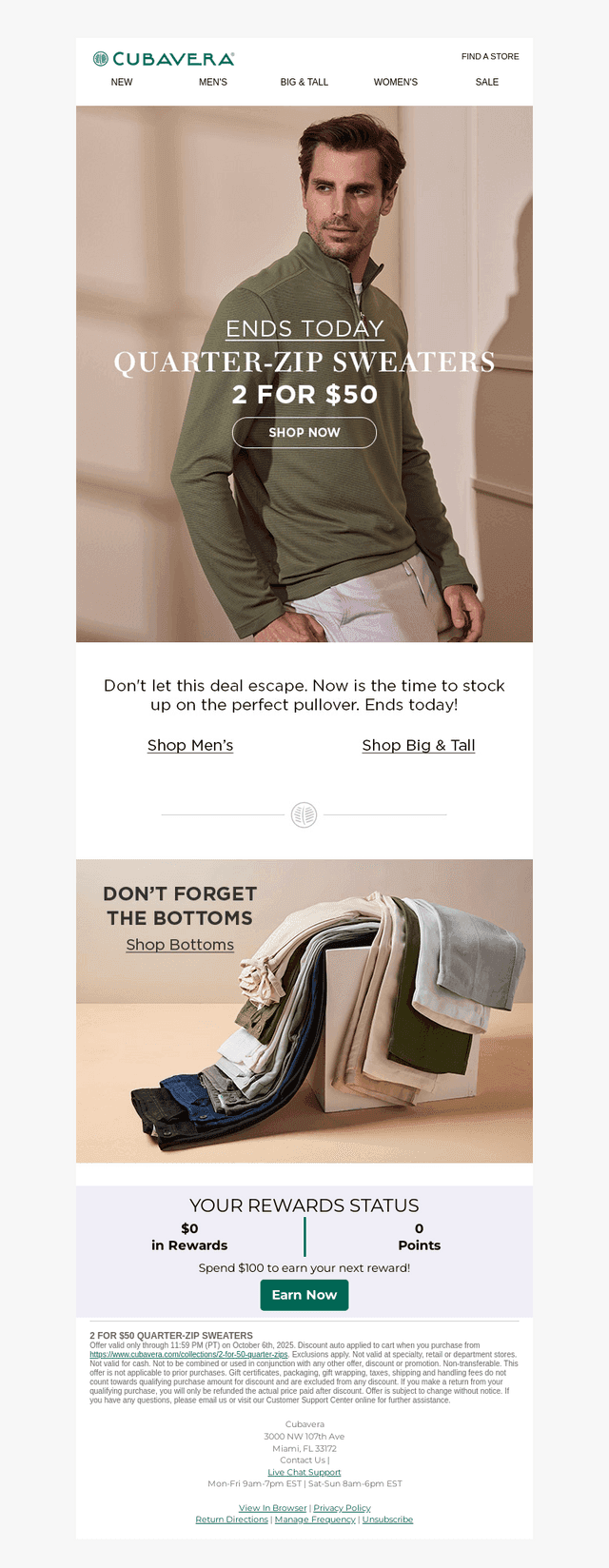 2 for $50 Quarter-Zips Ends Today
