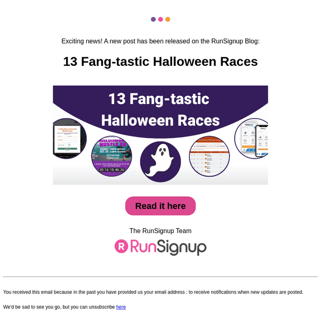 RunSignUp email from Mon, Oct 6, 2025