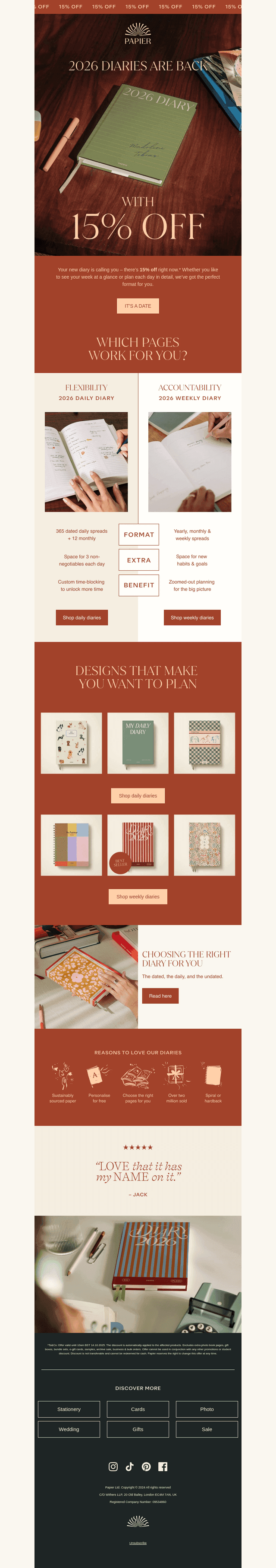 15% OFF: DIARIES ARE BACK
