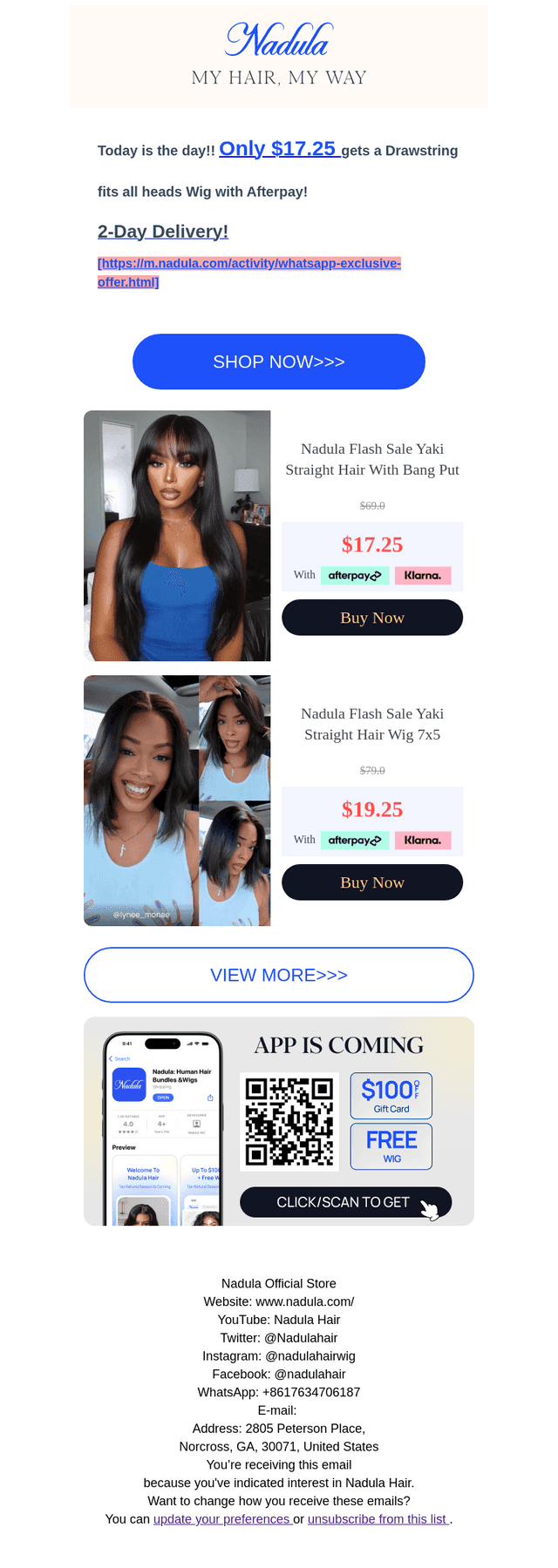 $17.25 get glueless wig only left 2PCS!