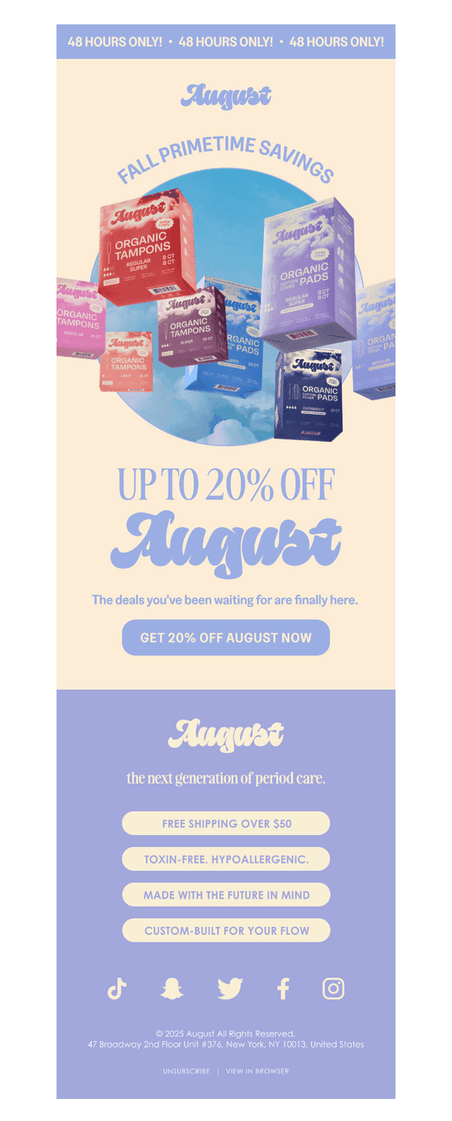 Primetime Fall Savings: UP TO 20% OFF
