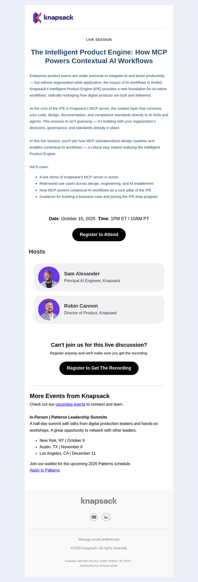 Knapsack email from Tue, Oct 7, 2025