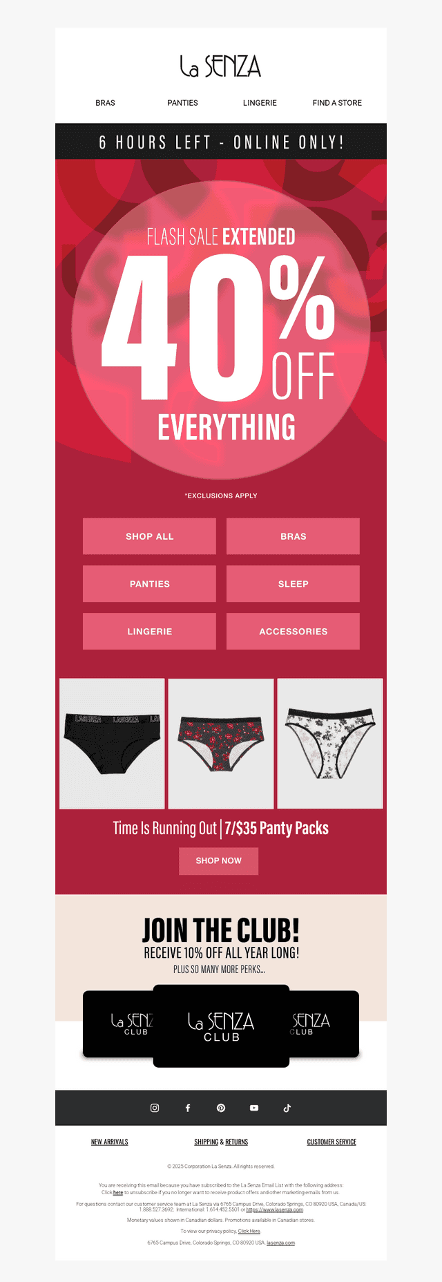 La Senza email from Tue, Oct 7, 2025