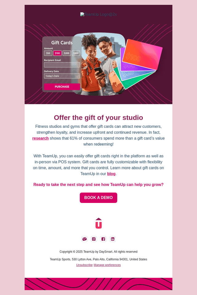 TeamUp email from Wed, Oct 8, 2025