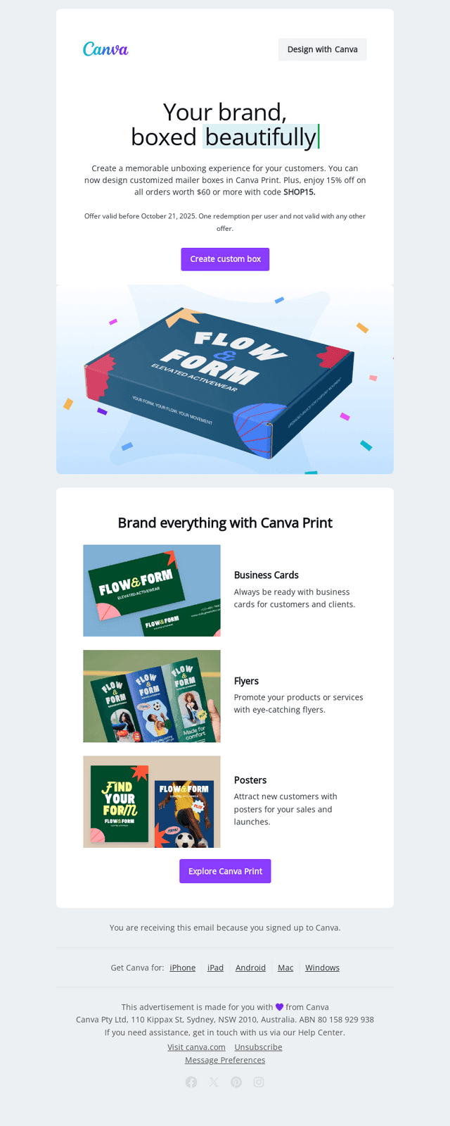 You can now create custom boxes in Canva Print