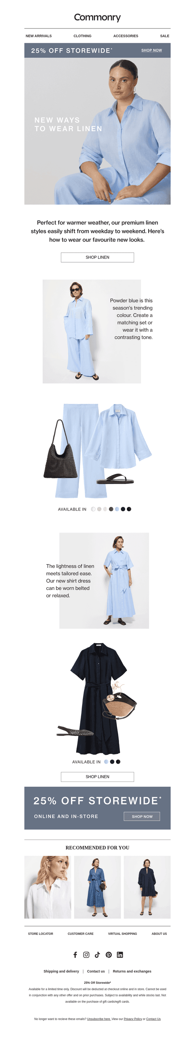 Fresh linen looks | 25% off storewide