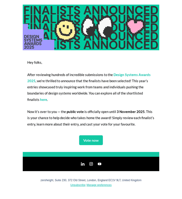 The public vote is open for Design Systems Awards 2025 🏆