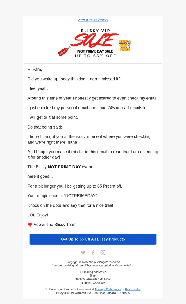 Bliss email from Thu, Oct 9, 2025