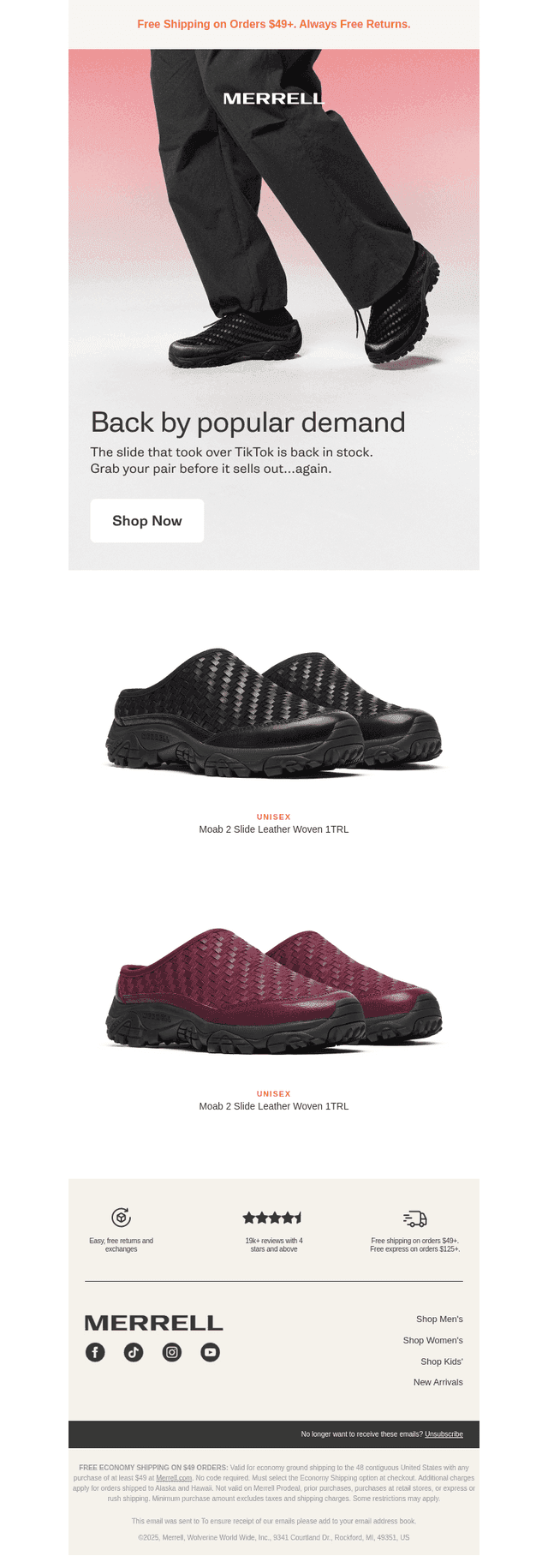 The Moab 2 Slide Leather Woven is back