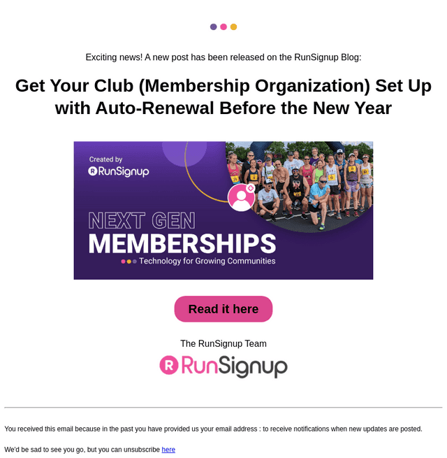 RunSignUp email from Fri, Oct 10, 2025